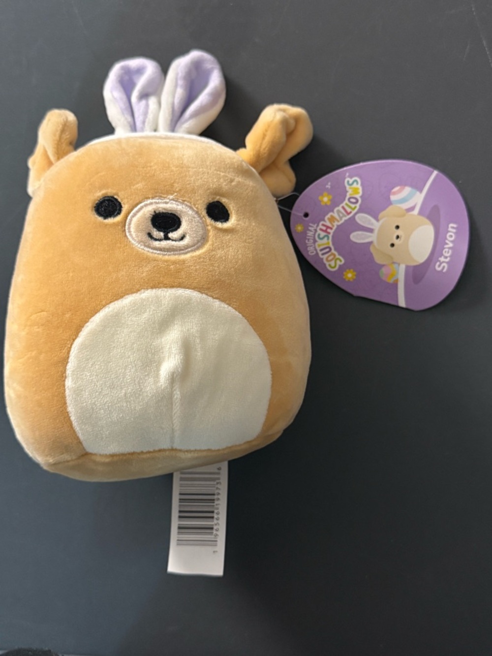 Squishmallows Stevon Plush Toy - Tan and Cream with light purple Bunny Ears